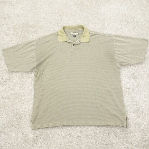 Tommy Bahama Polo Shirt Men's Extra Large Tan Khaki Short Sleeve Silk Blend - Picture 1 of 9